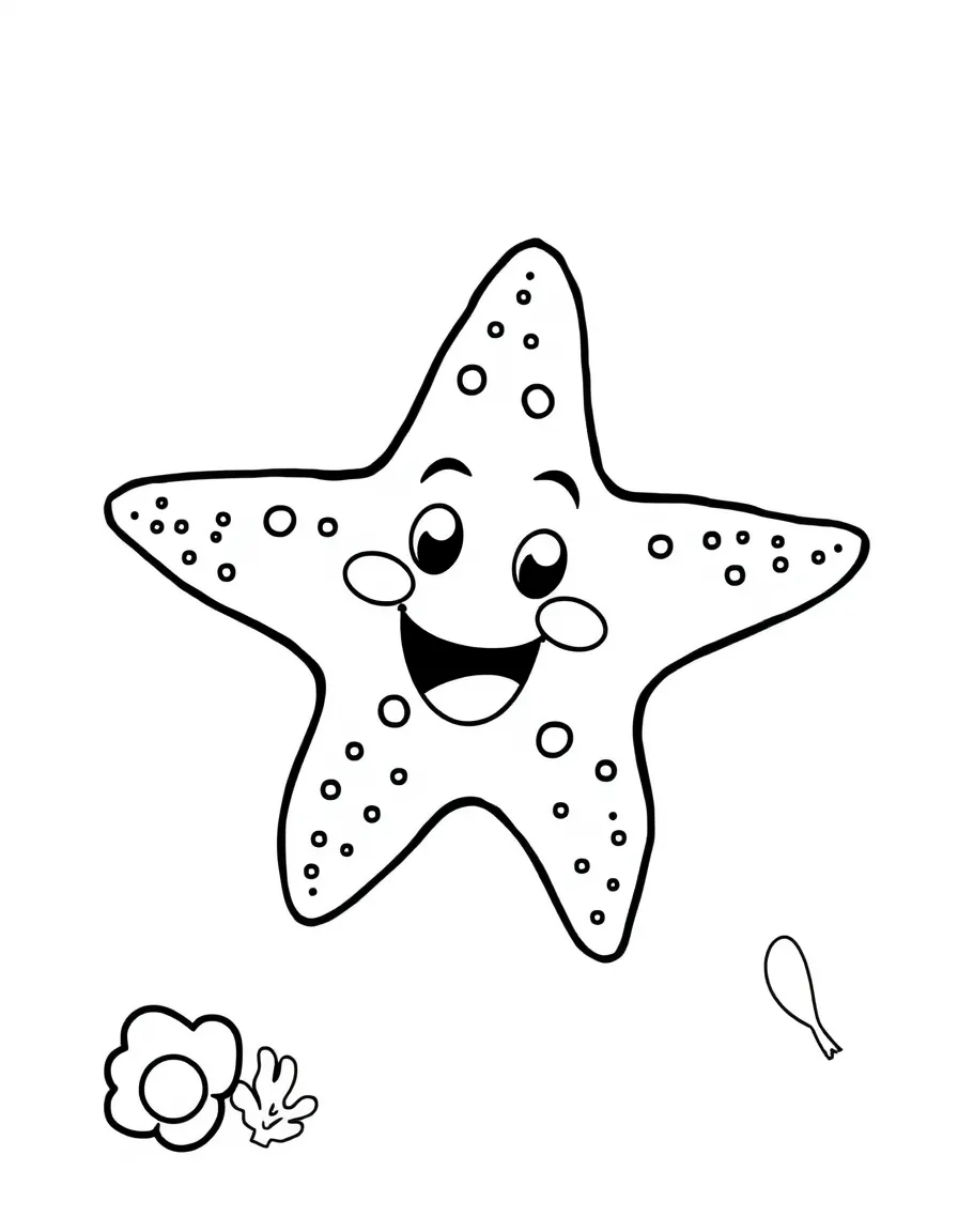 Cheerful cartoon starfish coloring page