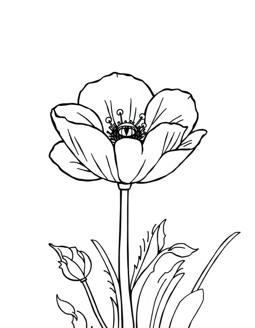 Cheerful cartoon anemone coloring page