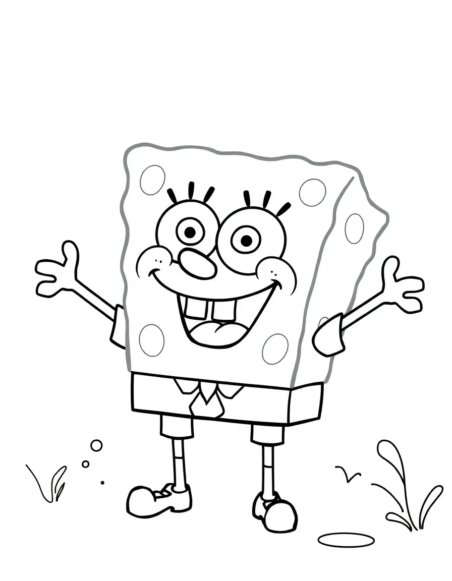 Cheerful cartoon sponge coloring page