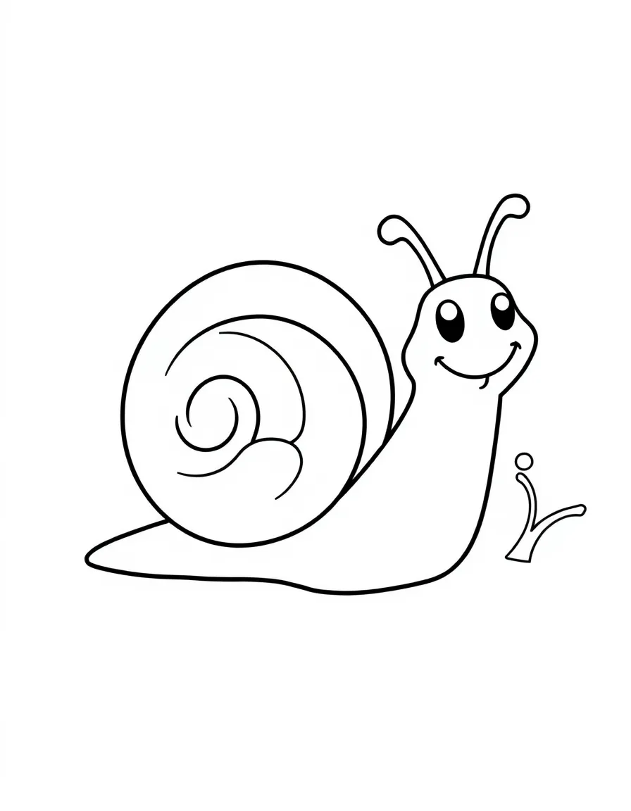 Cheerful cartoon sea snail coloring page