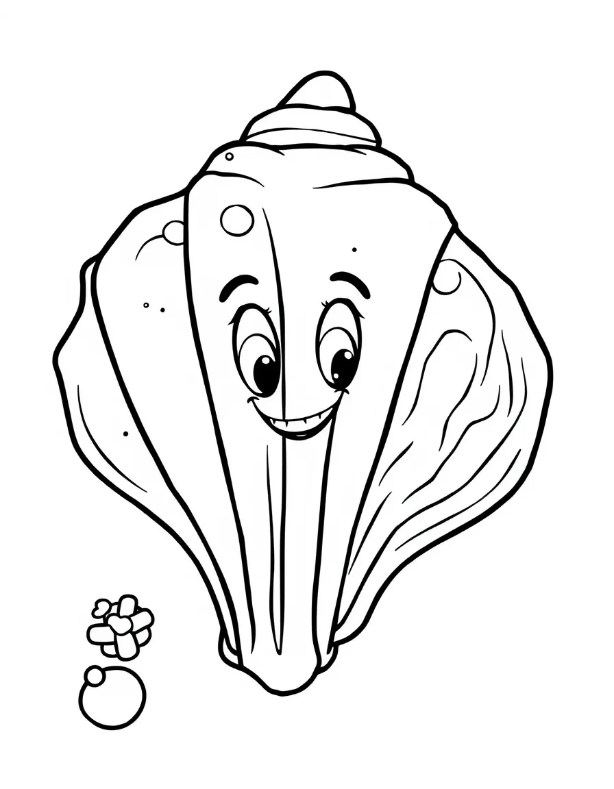 Cheerful cartoon conch coloring page