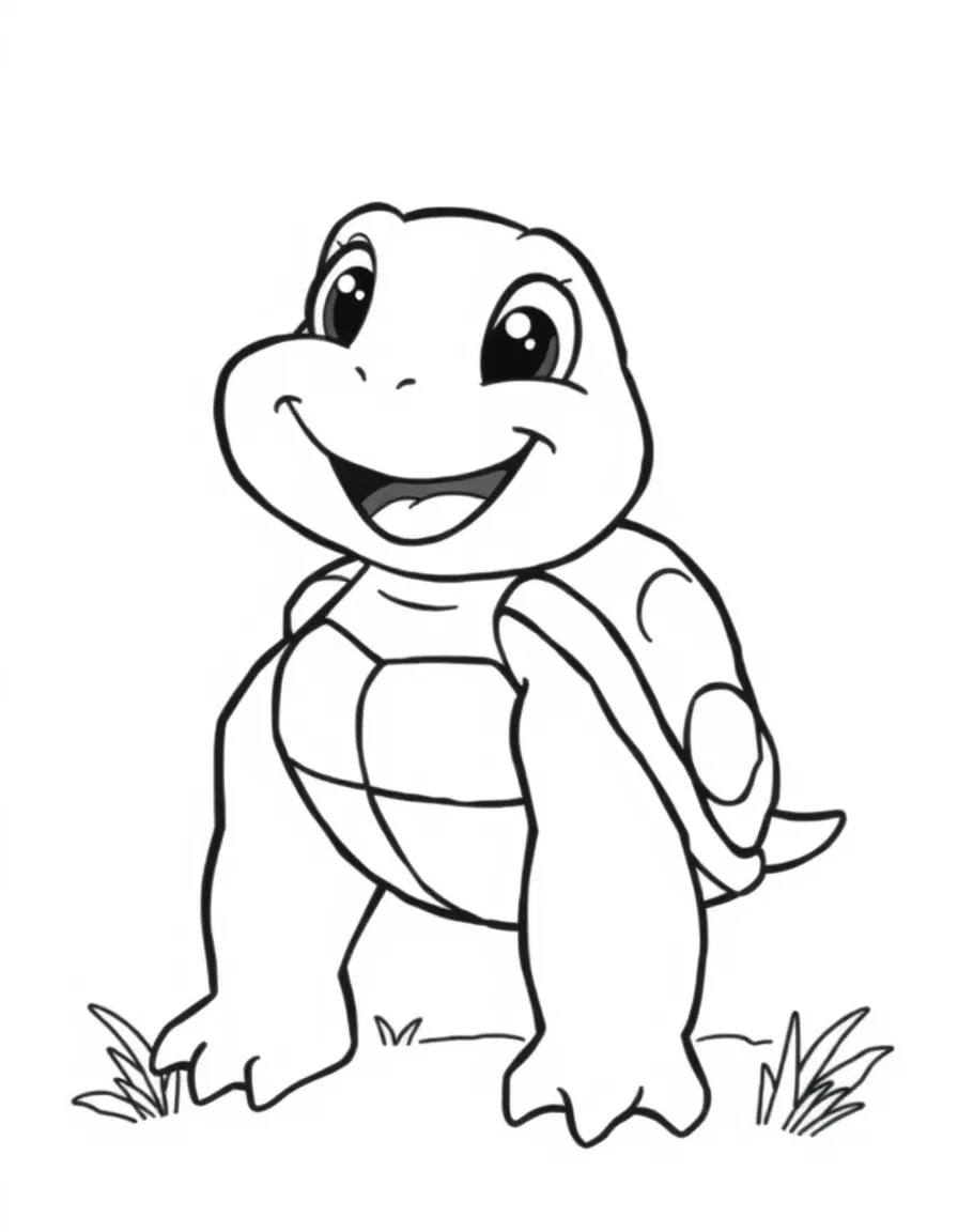 Cheerful cartoon box turtle coloring page