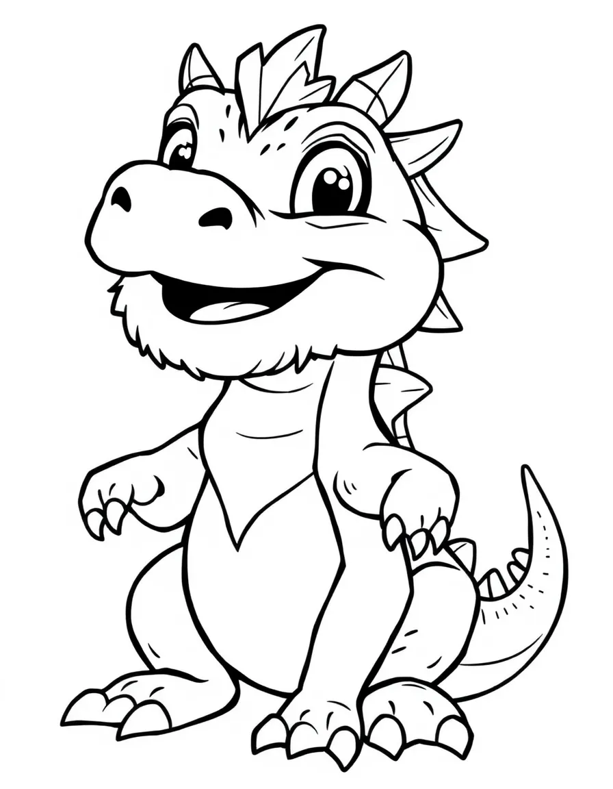 Cheerful cartoon bearded dragon coloring page