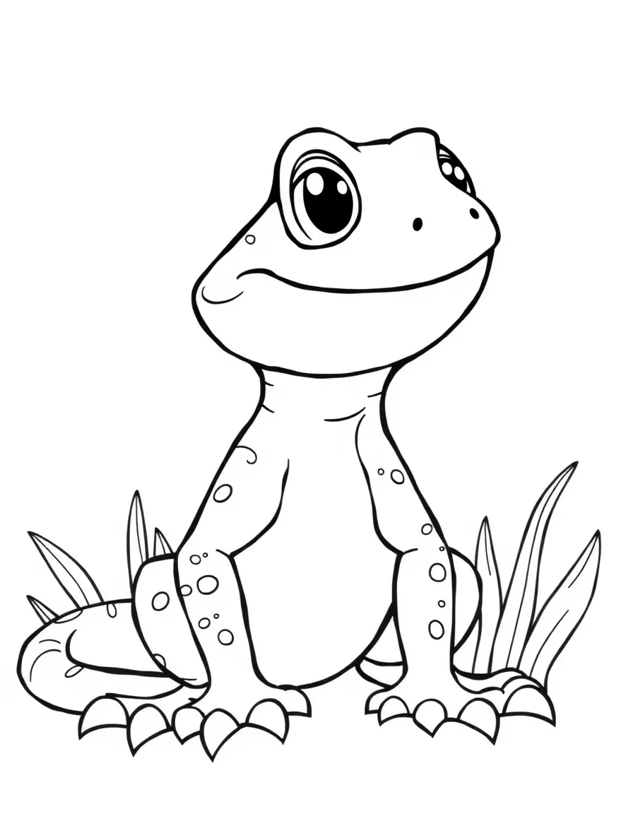 Cheerful cartoon monitor lizard coloring page