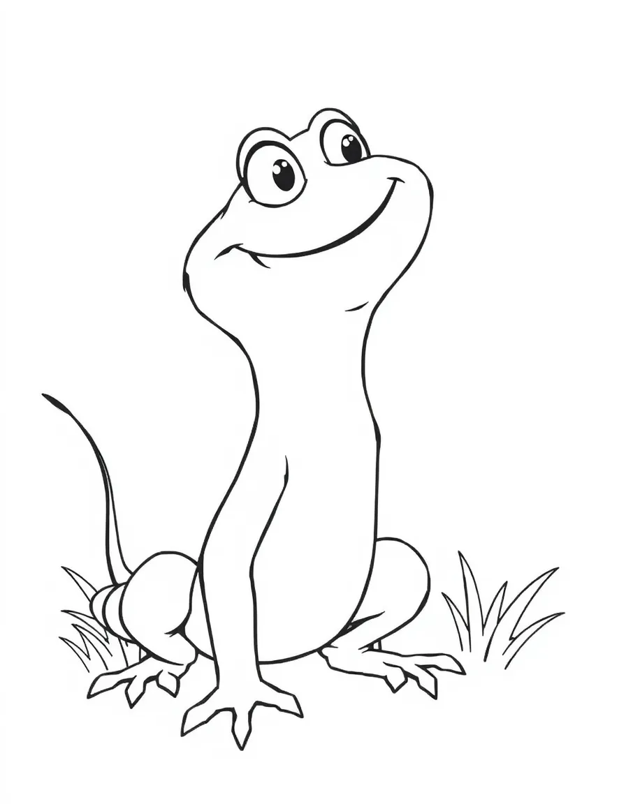 Cheerful cartoon skink coloring page