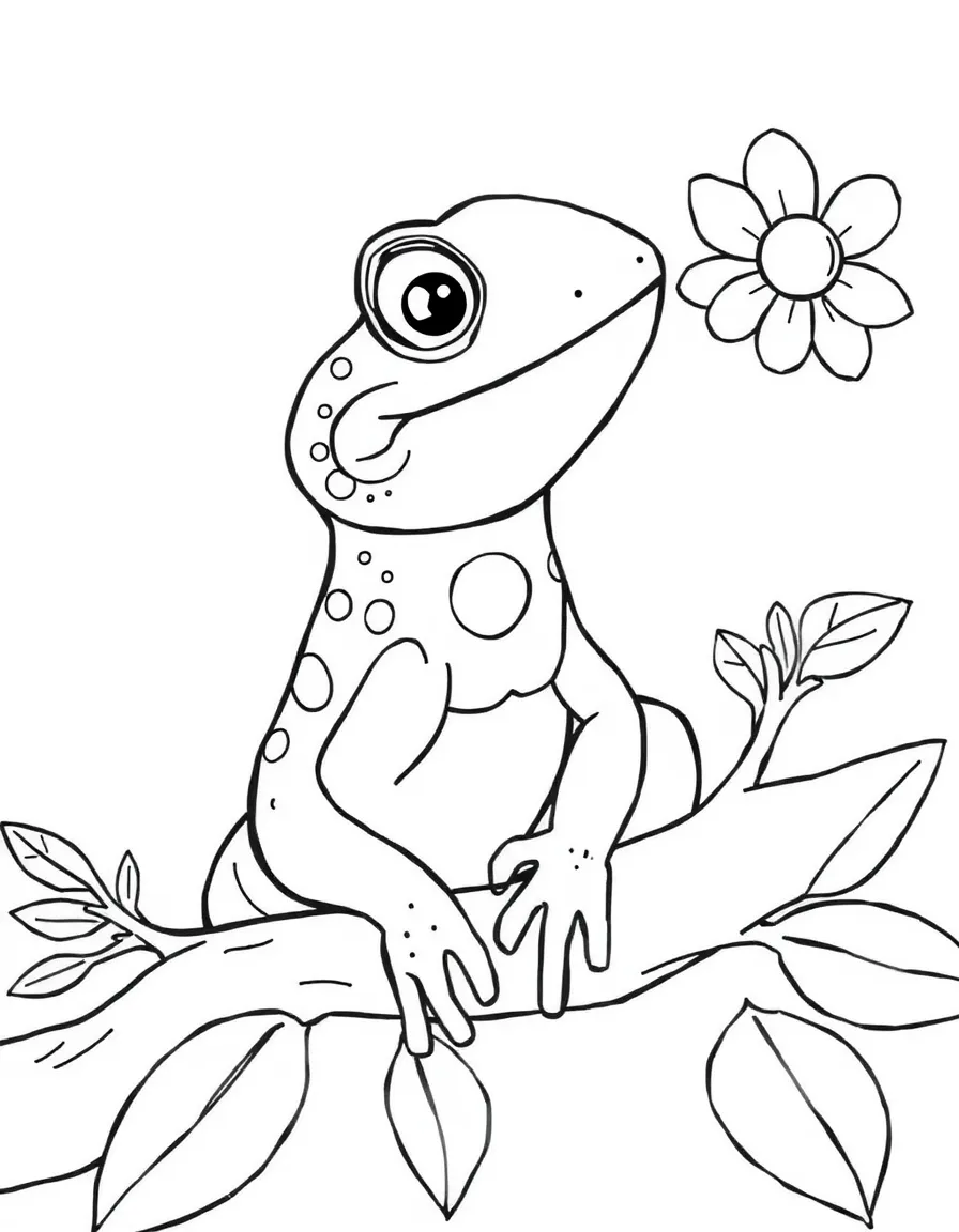 Cheerful cartoon anole coloring page