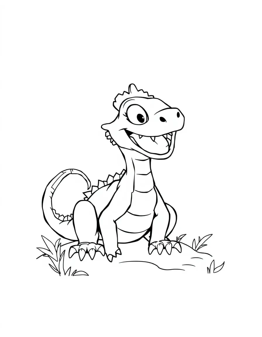 Cheerful cartoon basilisk coloring page