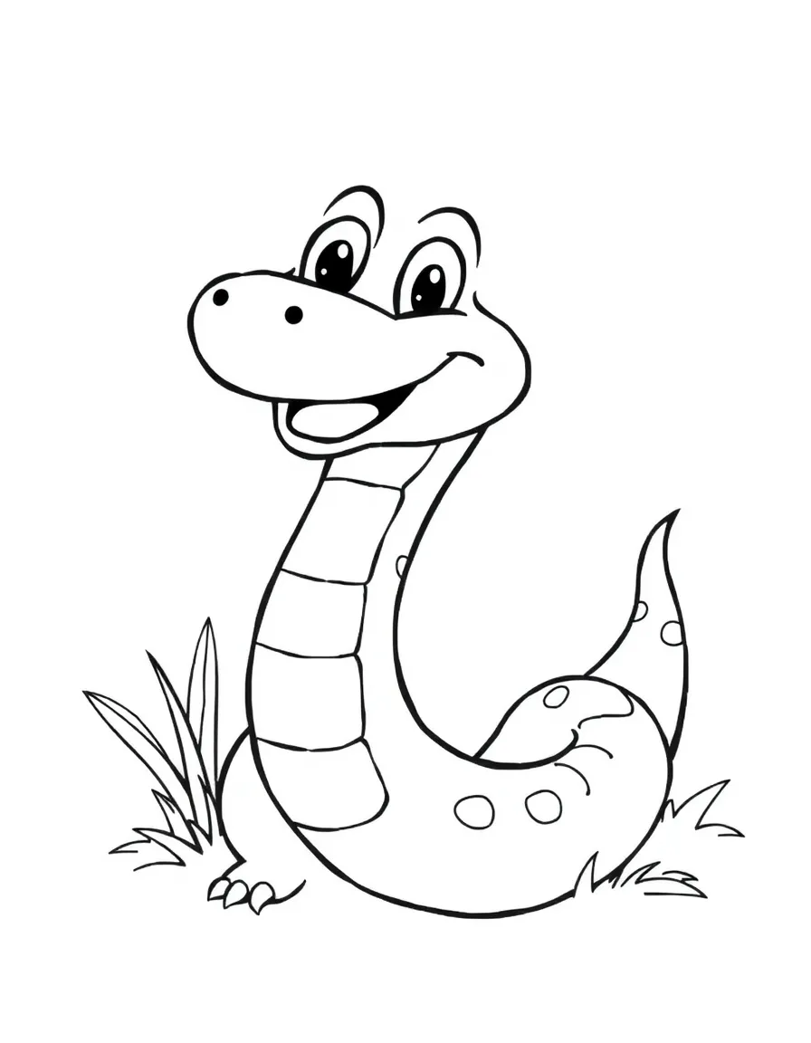 Cheerful cartoon snake coloring page