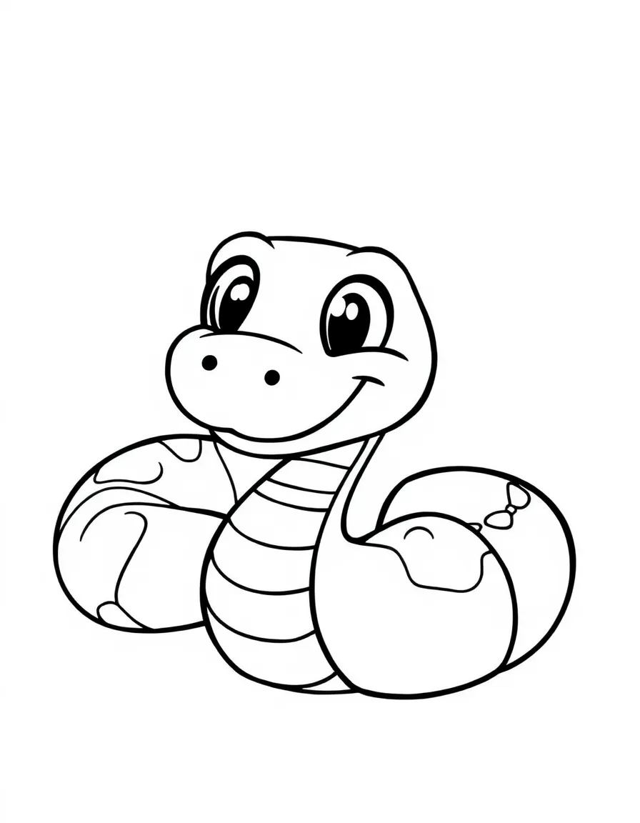 Cheerful cartoon python coloring page