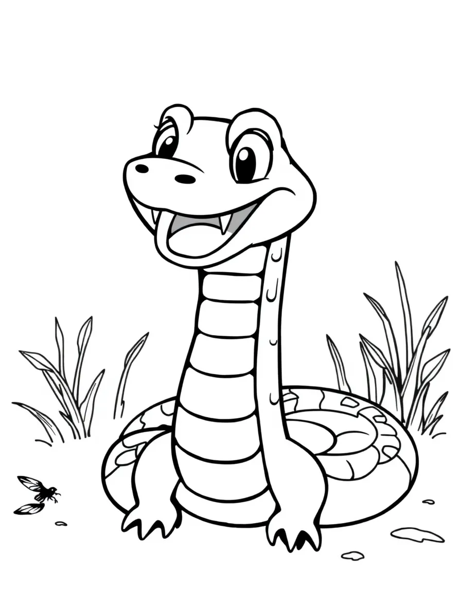 Cheerful cartoon cobra coloring page