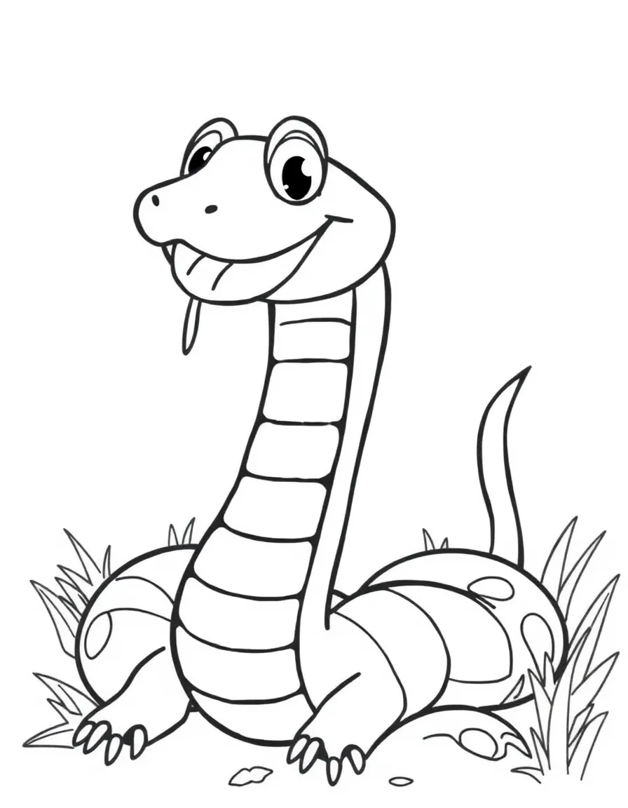 Cheerful cartoon garter snake coloring page