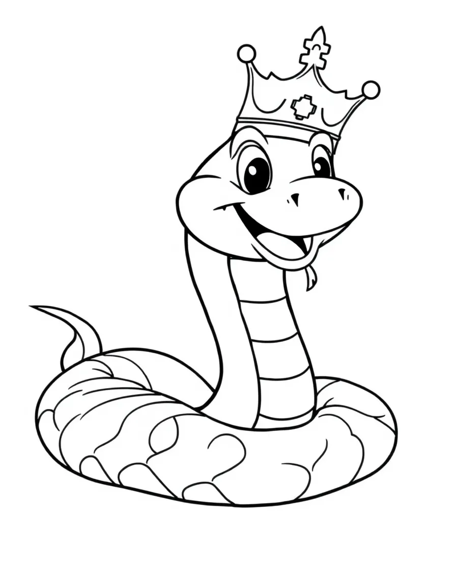 Cheerful cartoon king snake coloring page