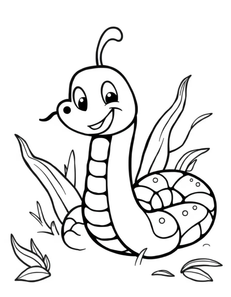 Cheerful cartoon corn snake coloring page