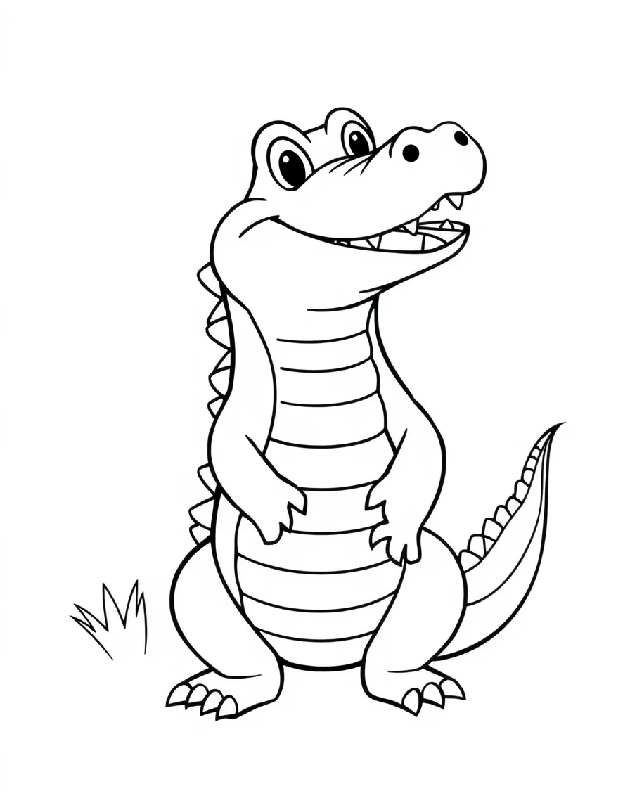 Cheerful cartoon crocodile coloring page