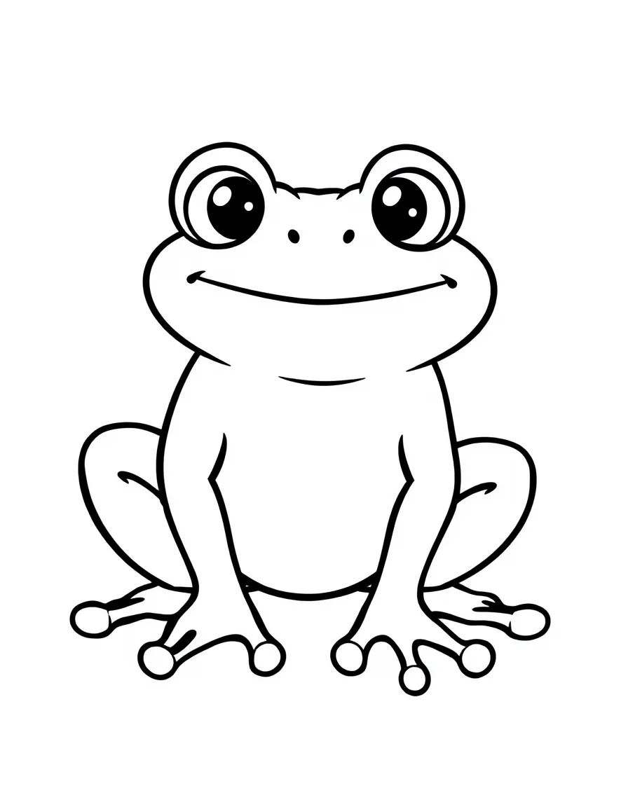 Cheerful cartoon frog coloring page