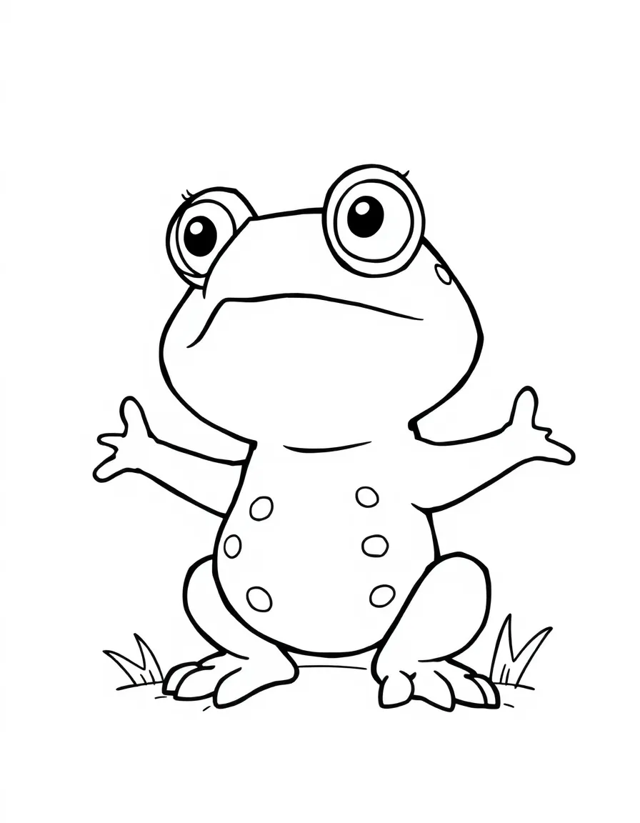 Cheerful cartoon toad coloring page