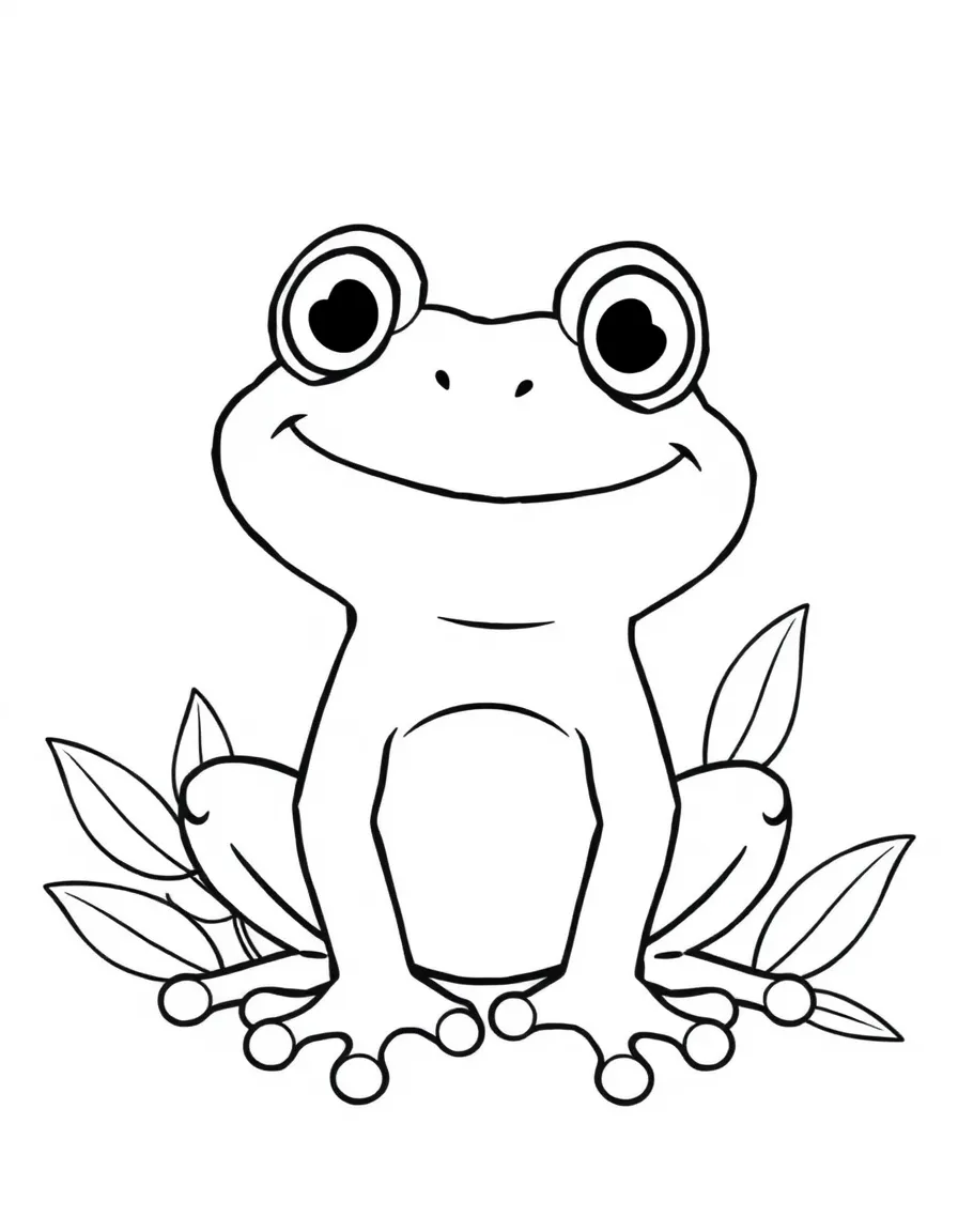 Cheerful cartoon tree frog coloring page