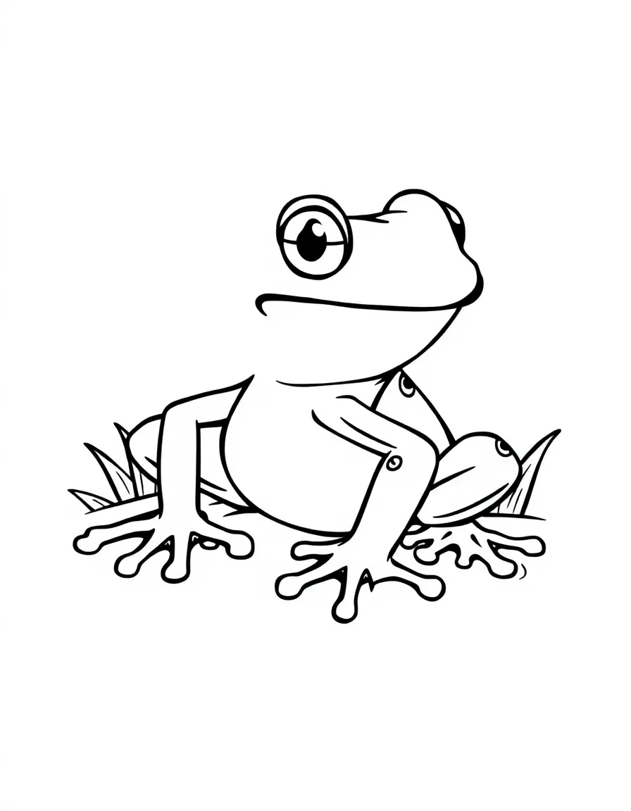 Cheerful cartoon poison dart frog coloring page