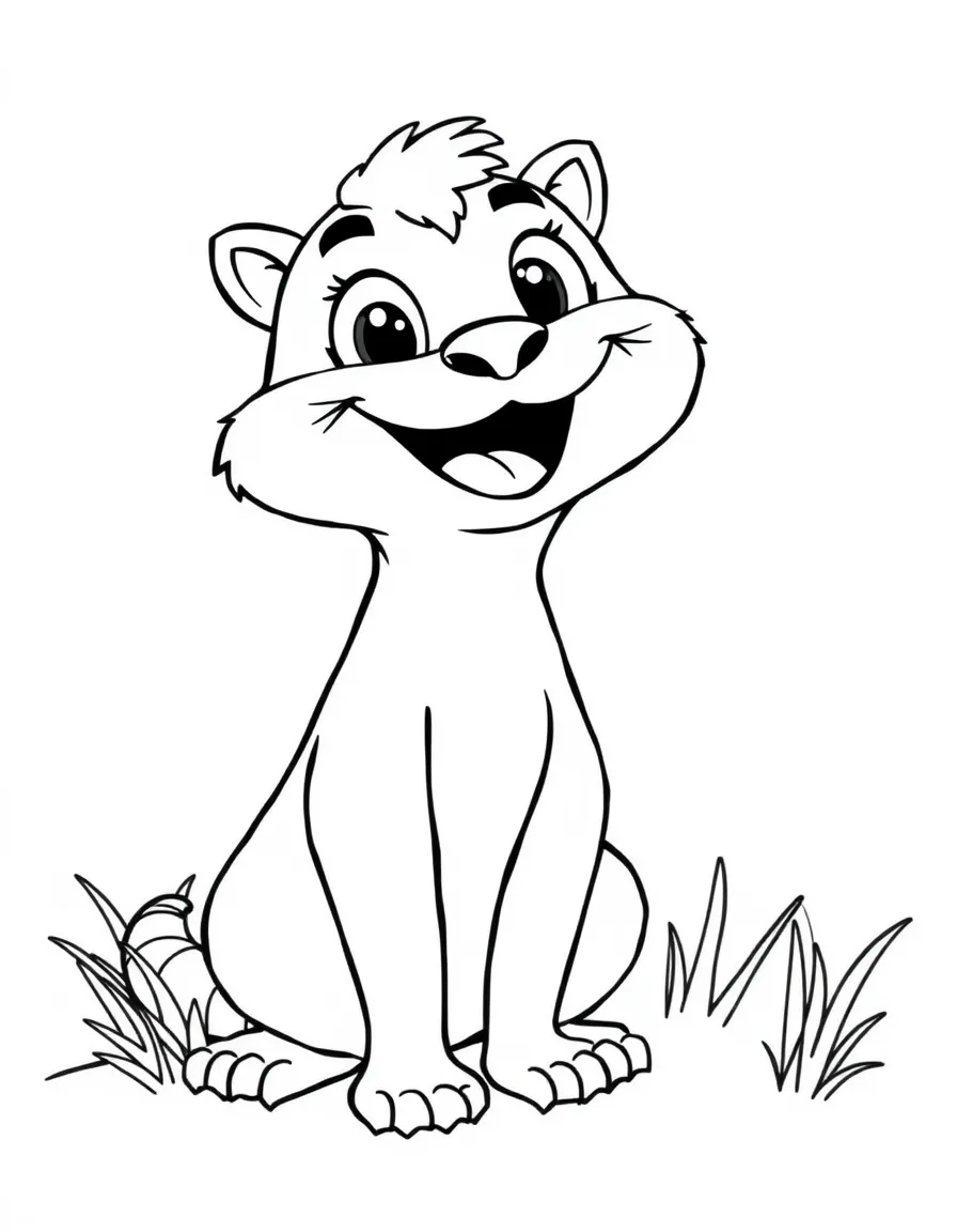 Cheerful cartoon newt coloring page