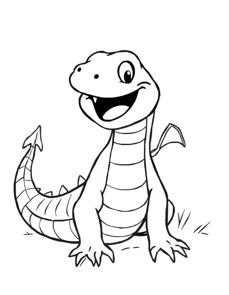 Cheerful cartoon hellbender coloring page