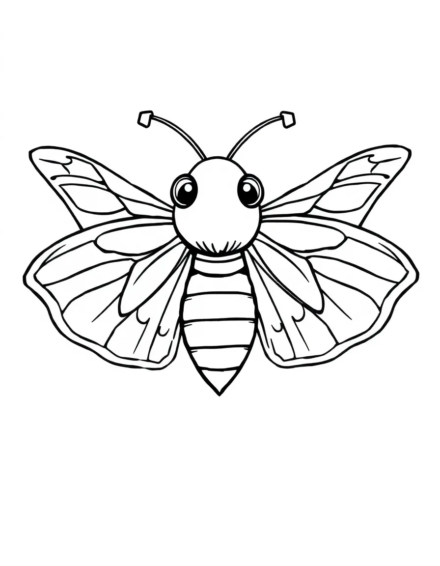 Cheerful cartoon moth coloring page