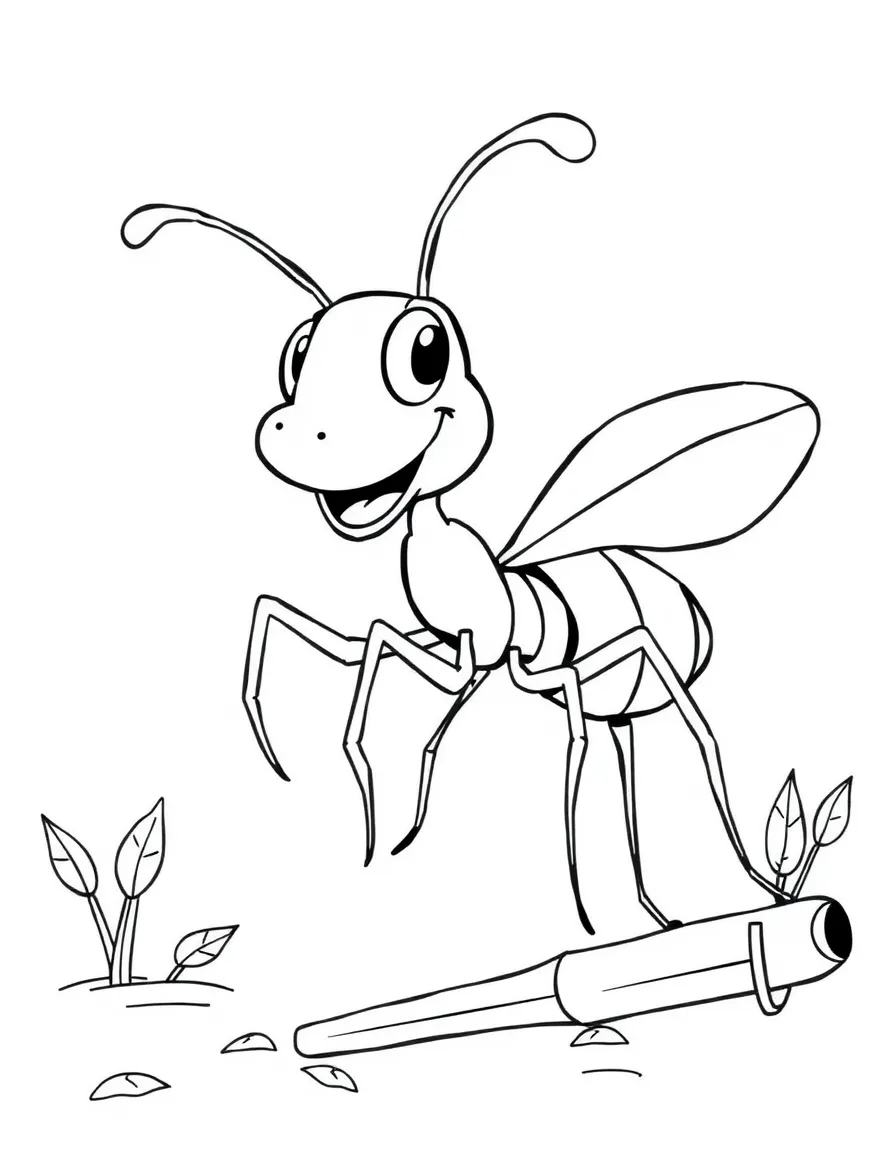 Cheerful cartoon carpenter ant coloring page