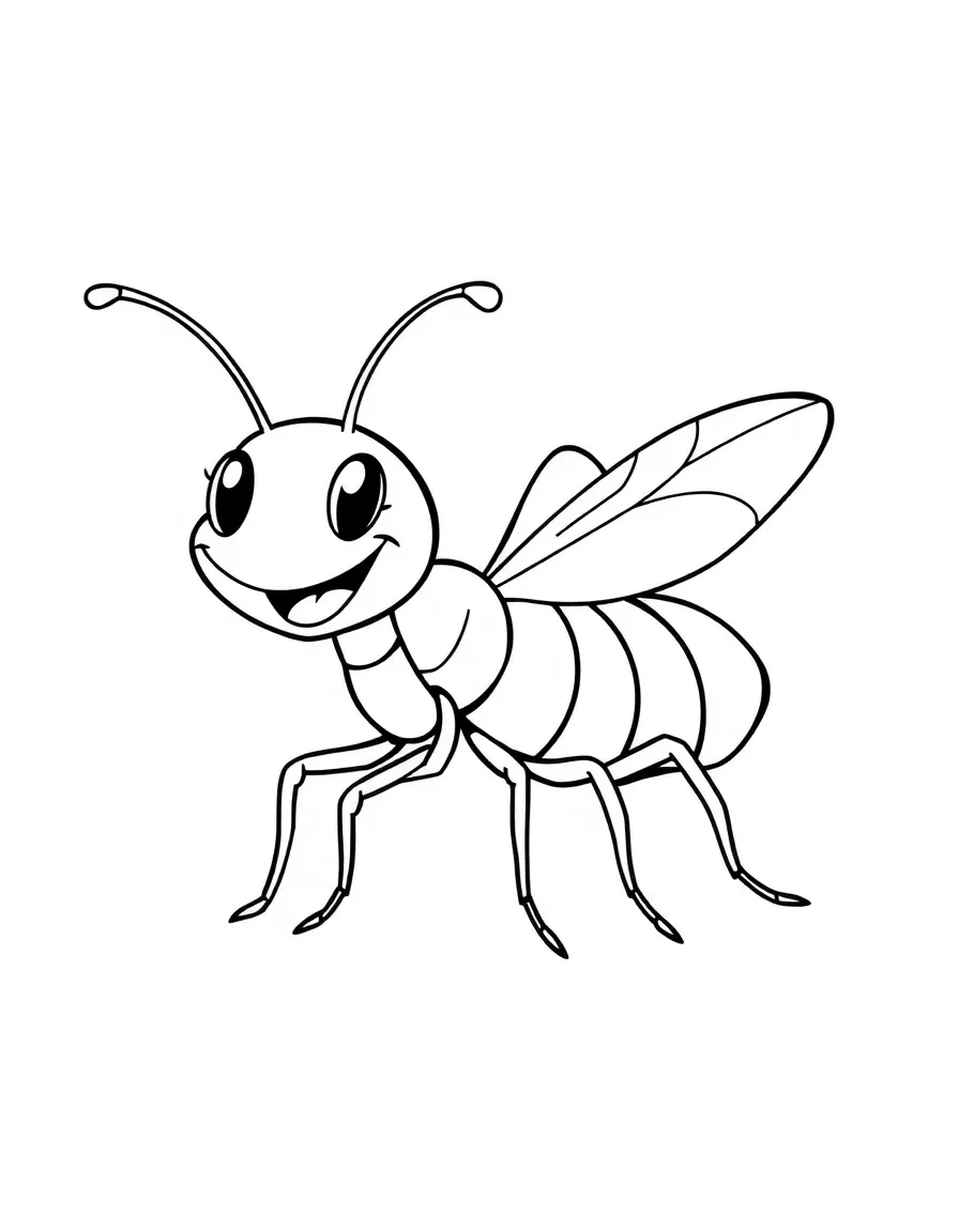 Cheerful cartoon termite coloring page