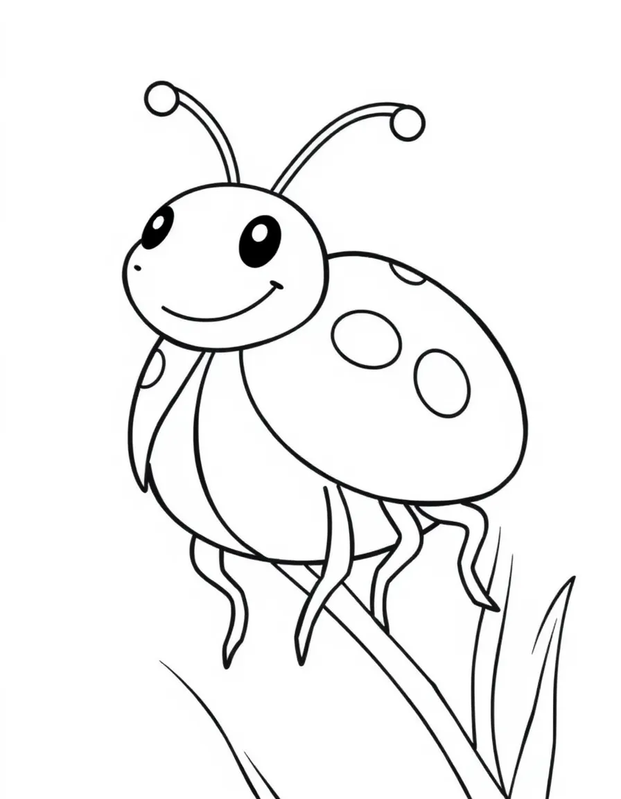 Cheerful cartoon ladybug coloring page