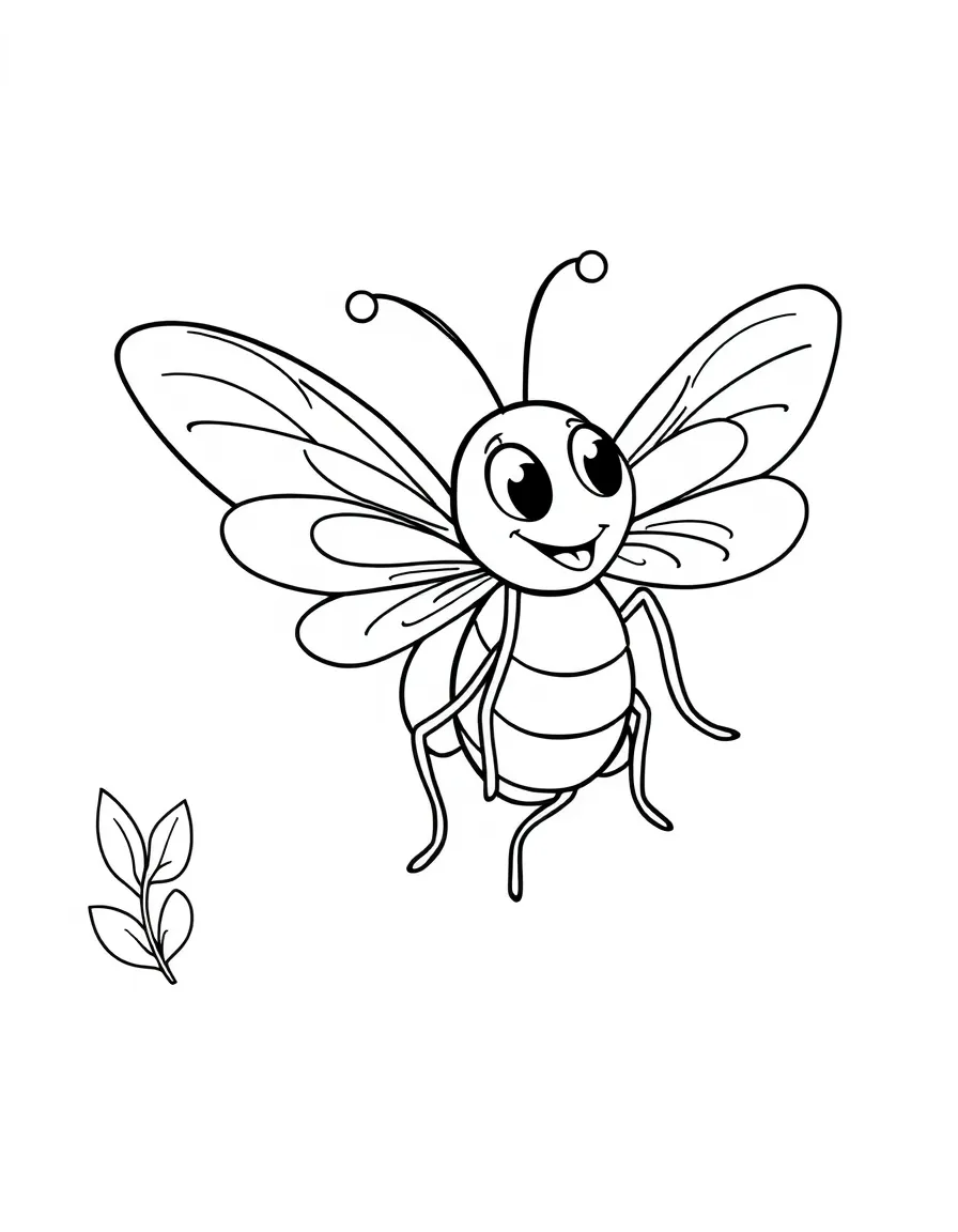 Cheerful cartoon firefly coloring page