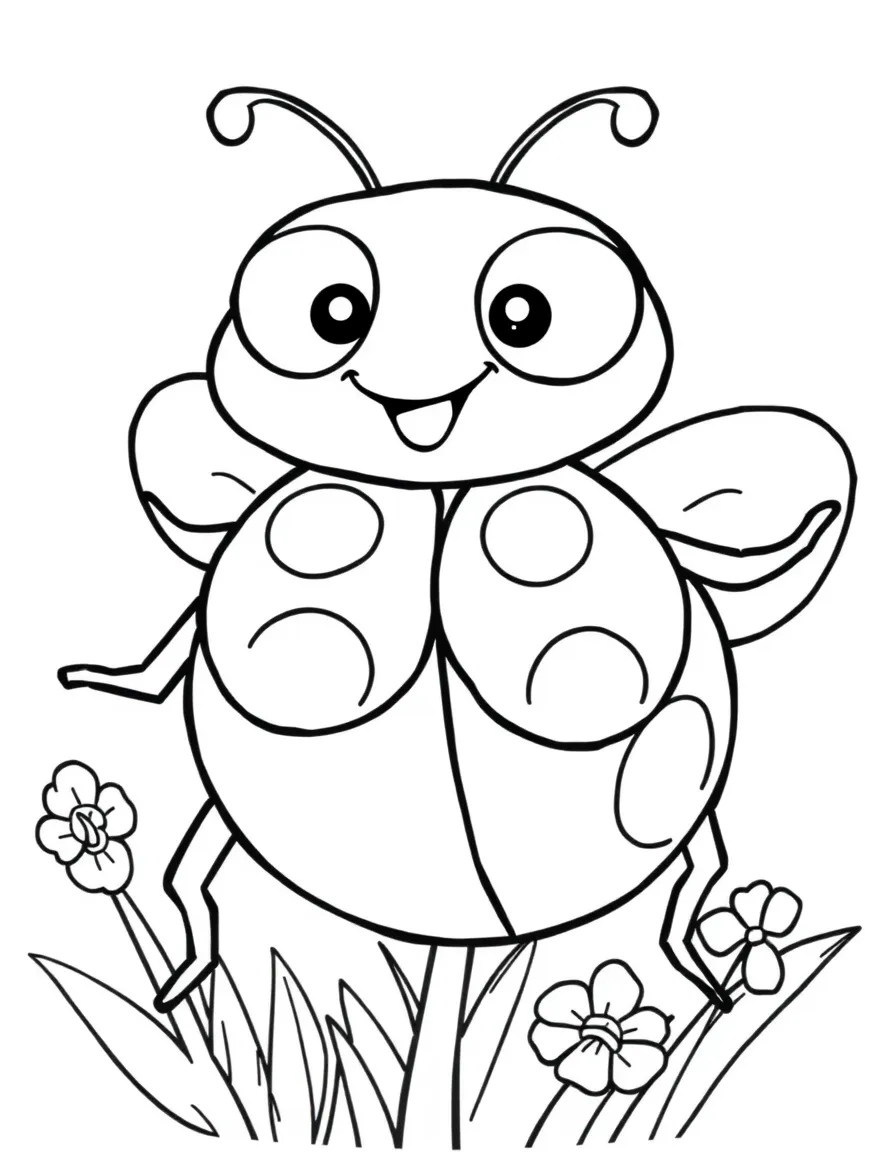 Cheerful cartoon june bug coloring page