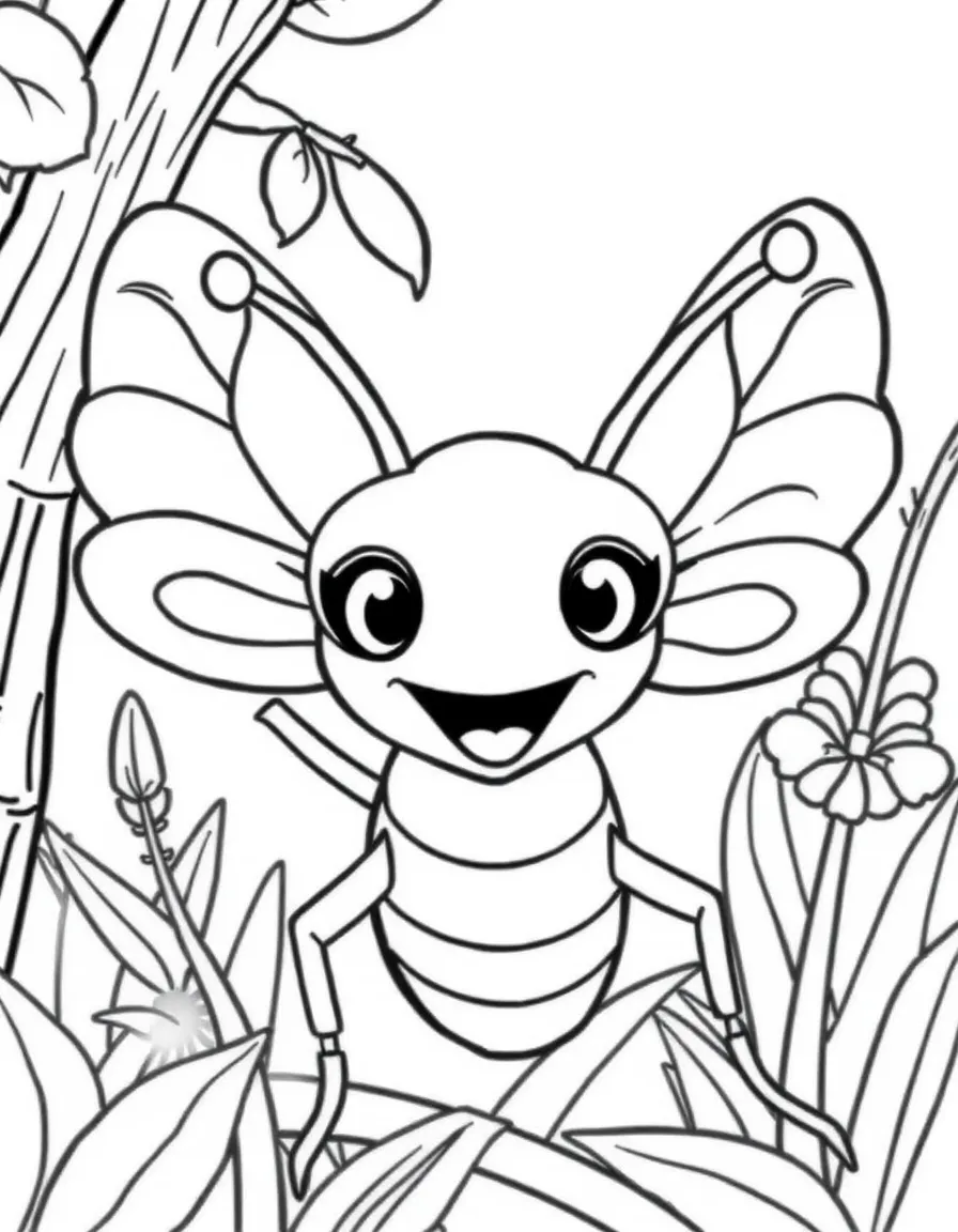 Cheerful cartoon weevil coloring page
