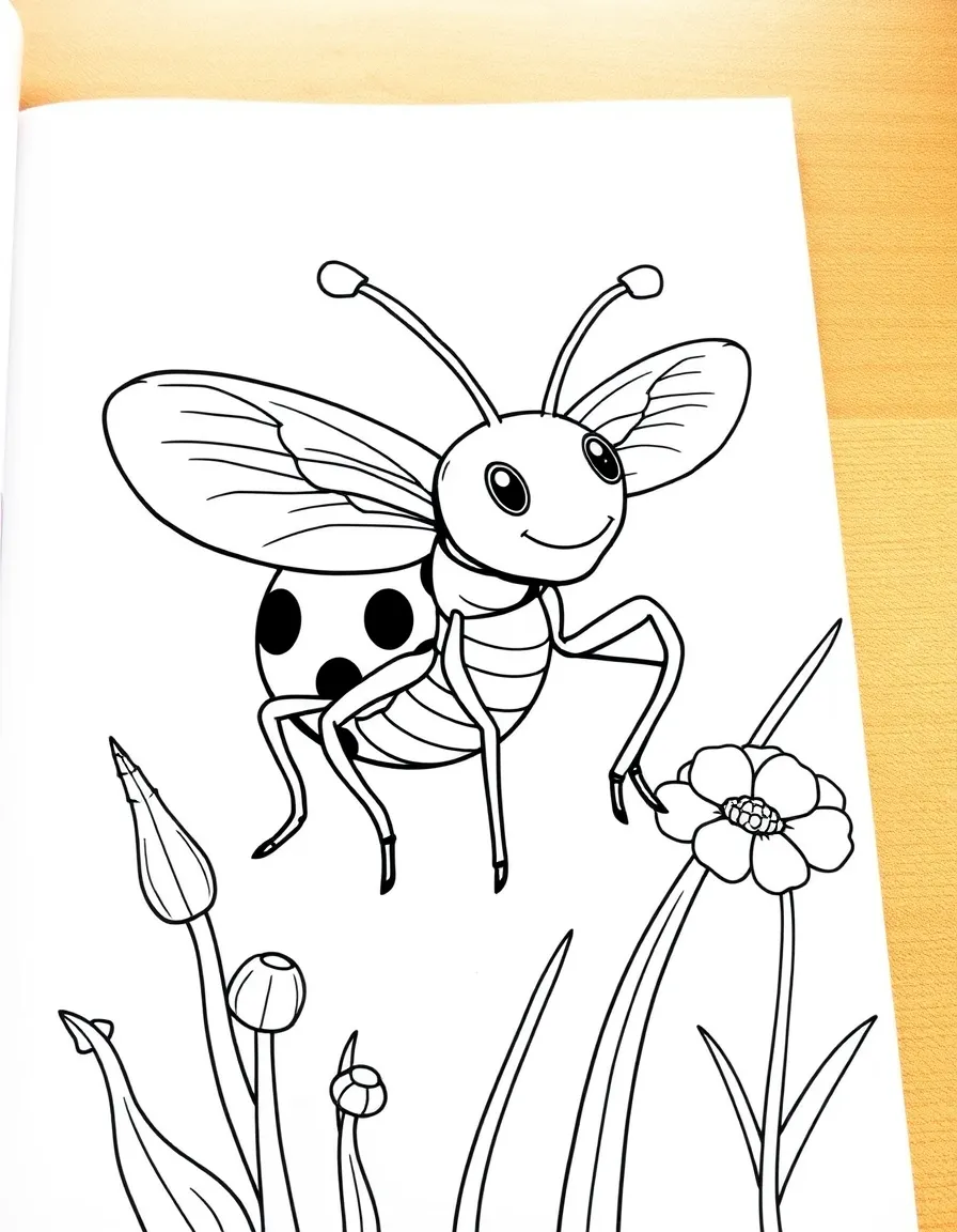 Cheerful cartoon boll weevil coloring page