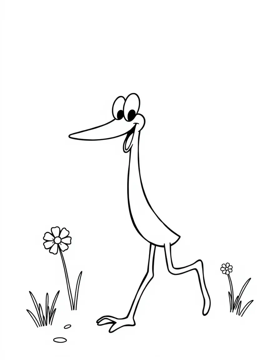 Cheerful cartoon walkingstick coloring page