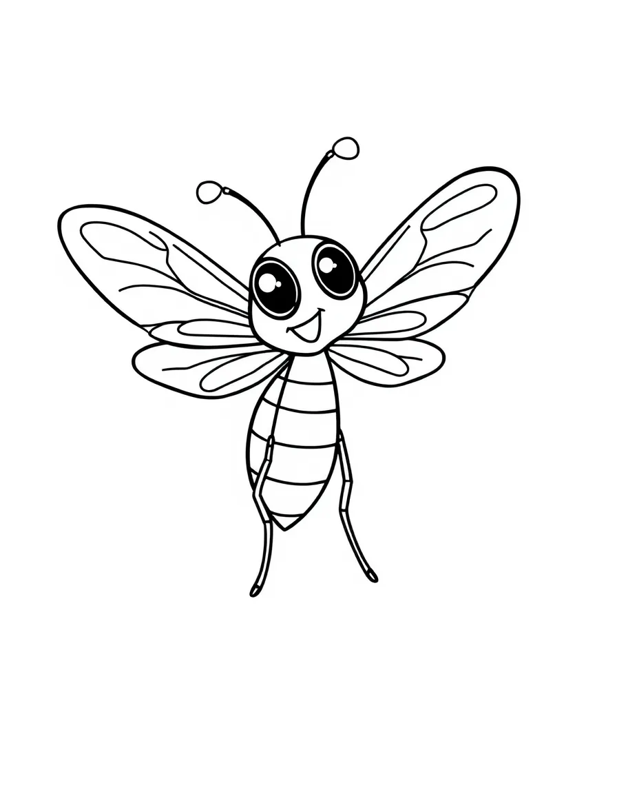 Cheerful cartoon mayfly coloring page