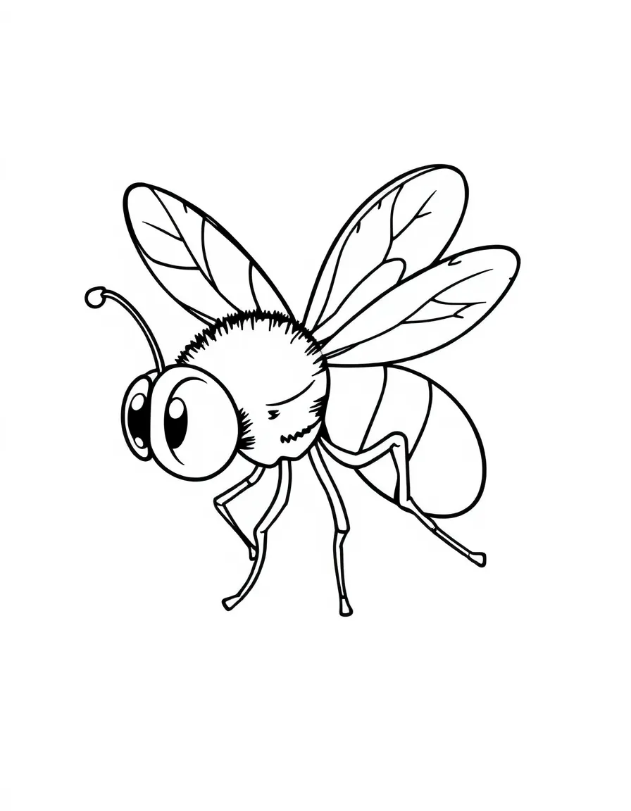 Cheerful cartoon caddisfly coloring page