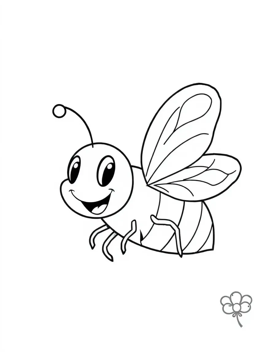 Cheerful cartoon fly coloring page