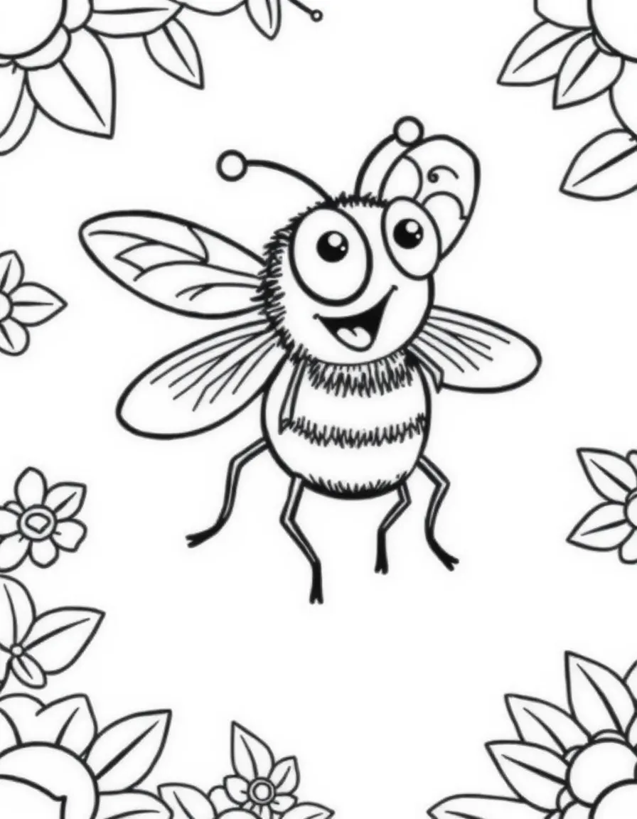 Cheerful cartoon fruit fly coloring page