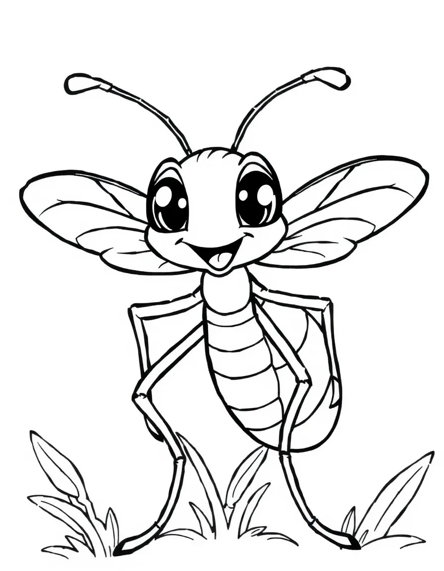 Cheerful cartoon mosquito coloring page