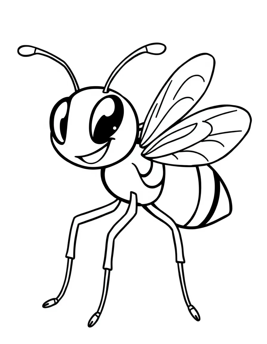 Cheerful cartoon gnat coloring page