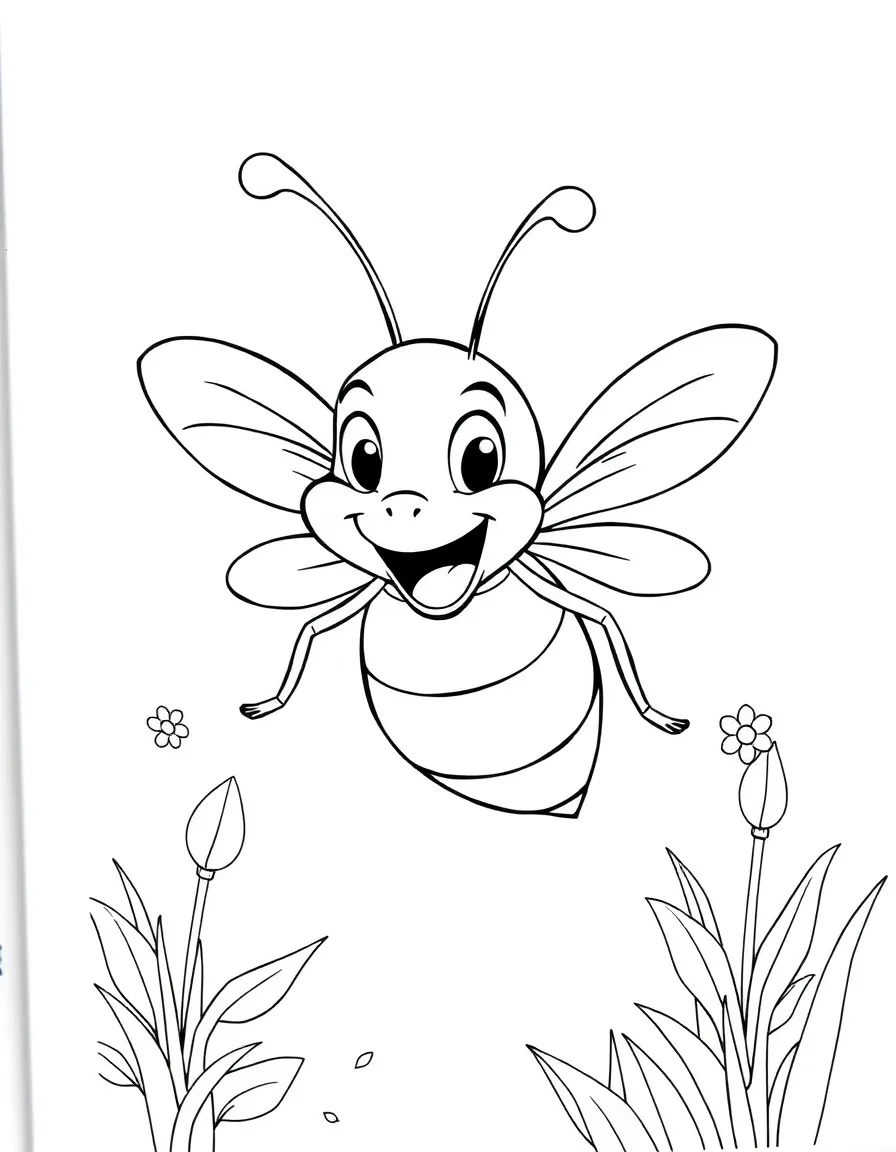 Cheerful cartoon midge coloring page