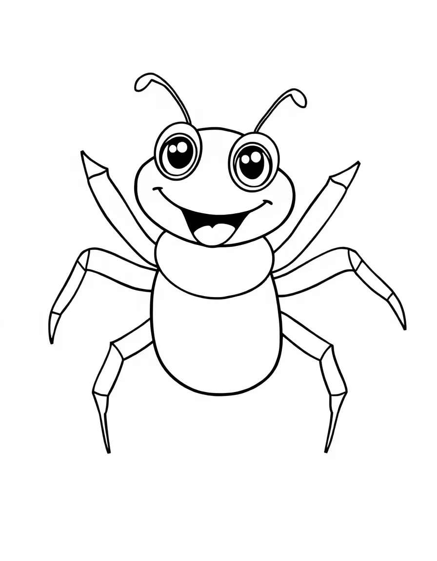 Cheerful cartoon jumping spider coloring page