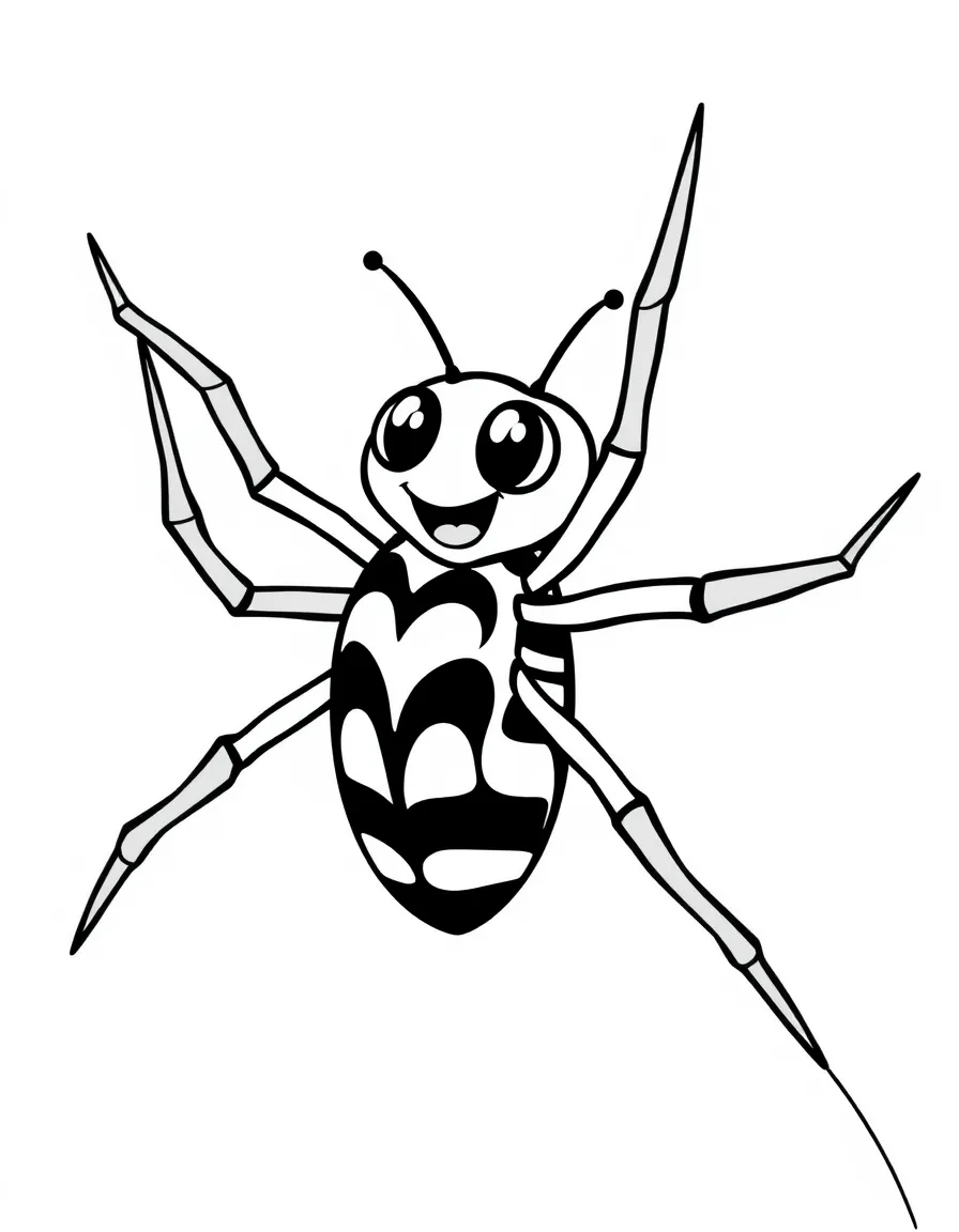 Cheerful cartoon orb weaver coloring page