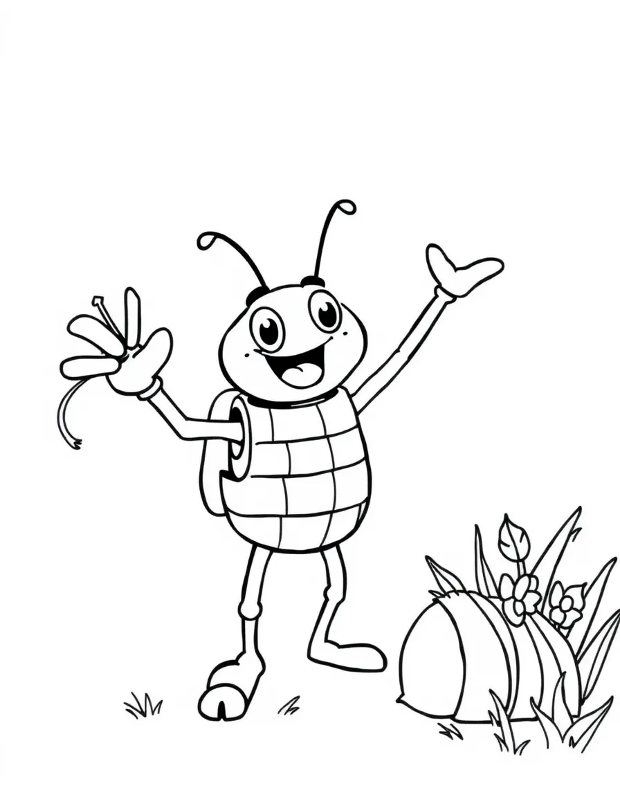 Cheerful cartoon harvestman coloring page