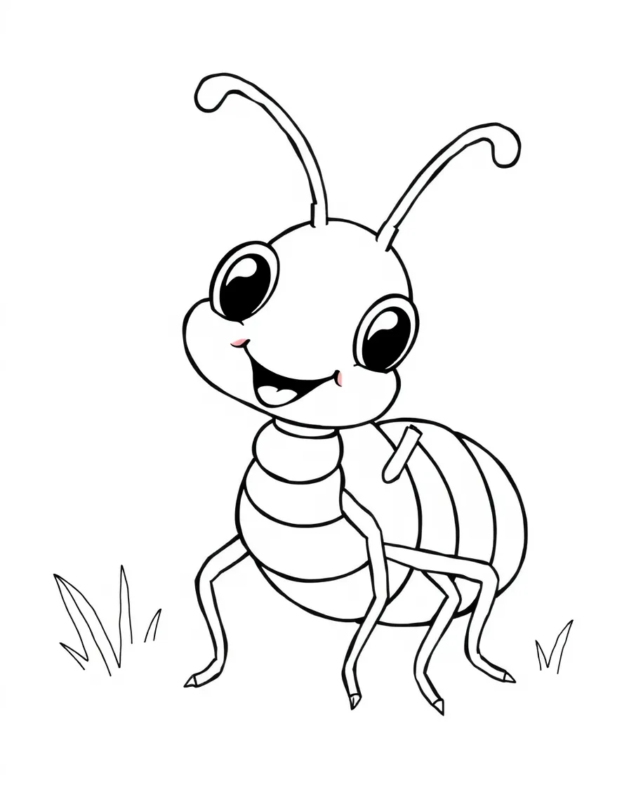 Cheerful cartoon earwig coloring page