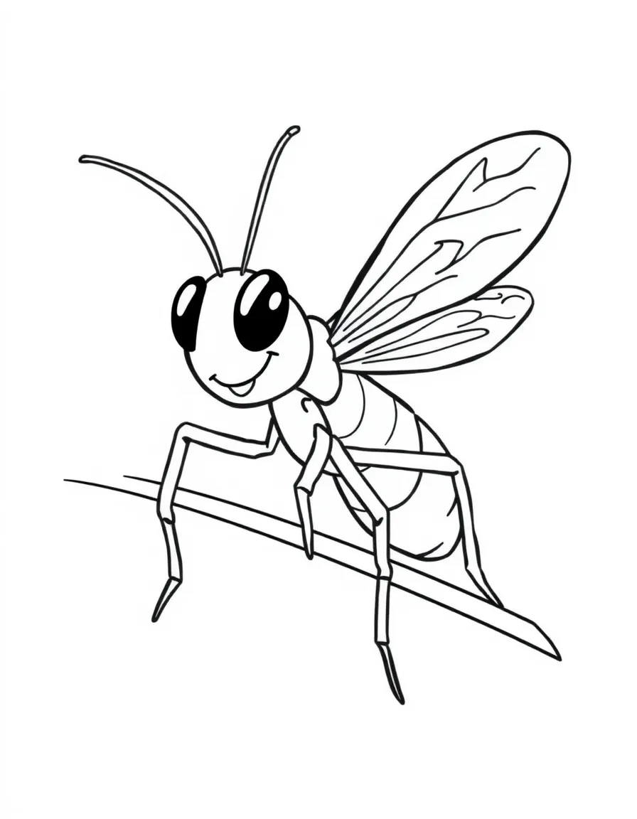 Cheerful cartoon thrips coloring page