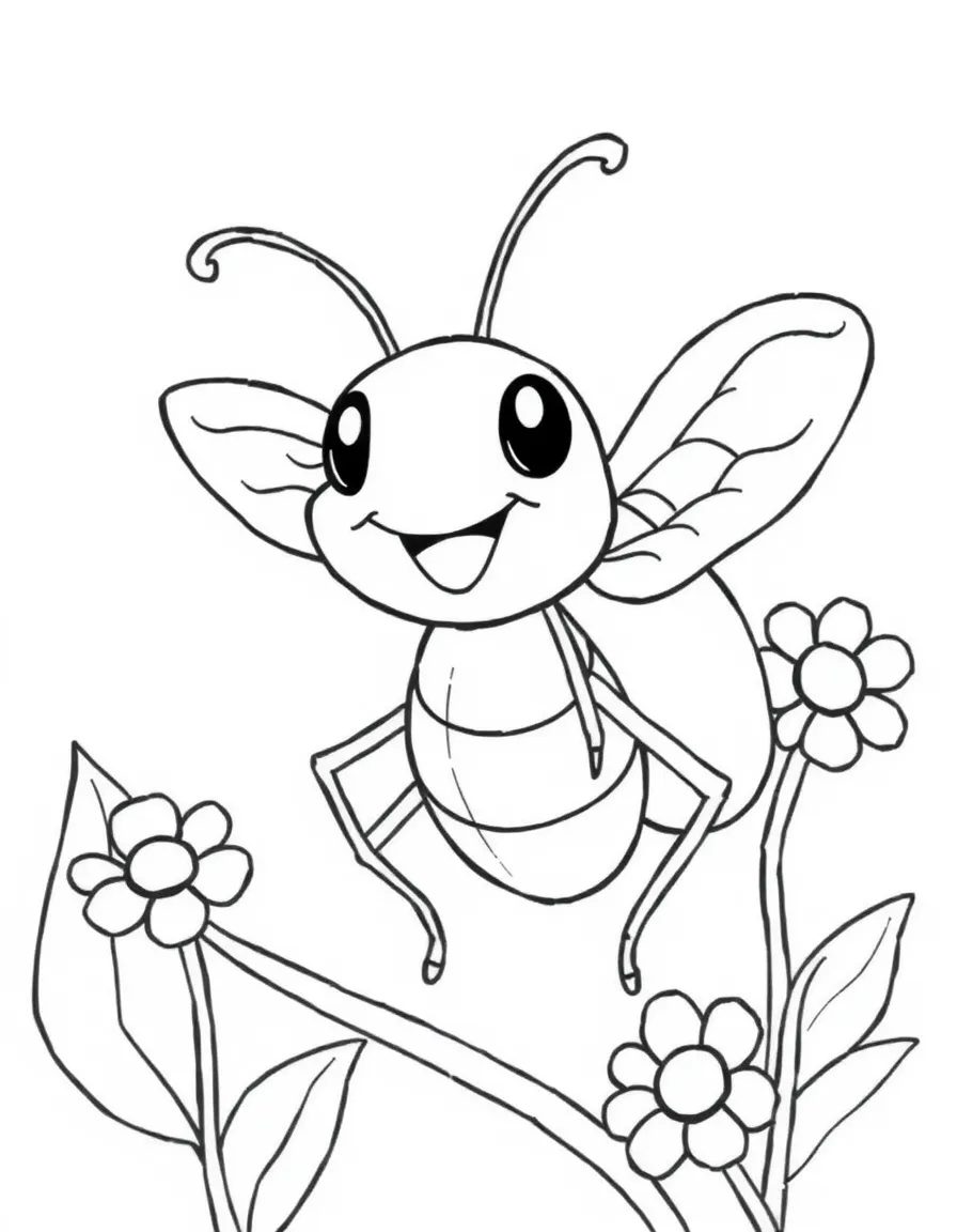 Cheerful cartoon aphid coloring page