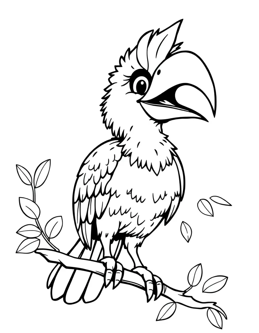 Cheerful cartoon kakapo coloring page