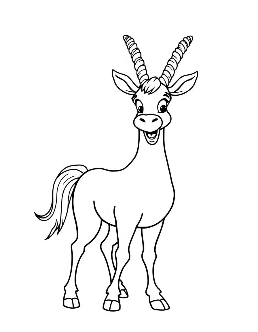 Cheerful cartoon markhor coloring page