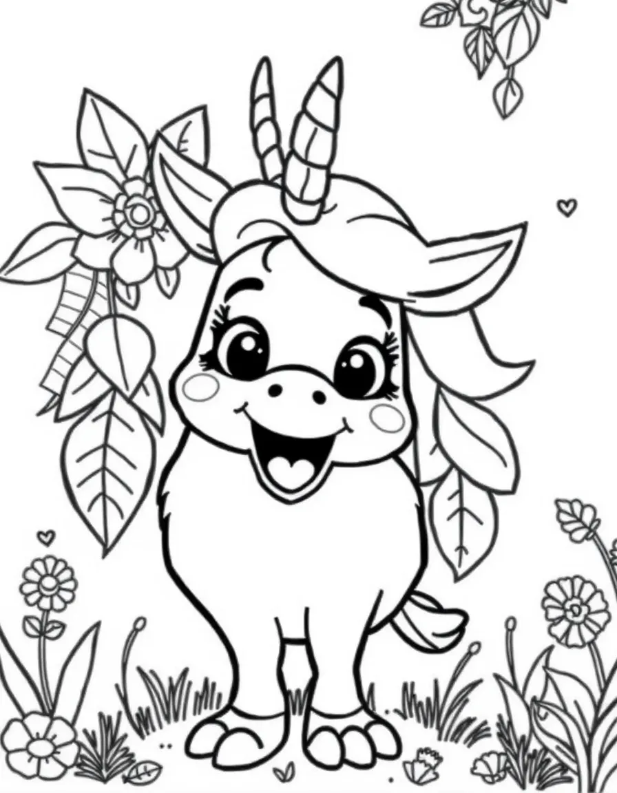 Cheerful cartoon urial coloring page
