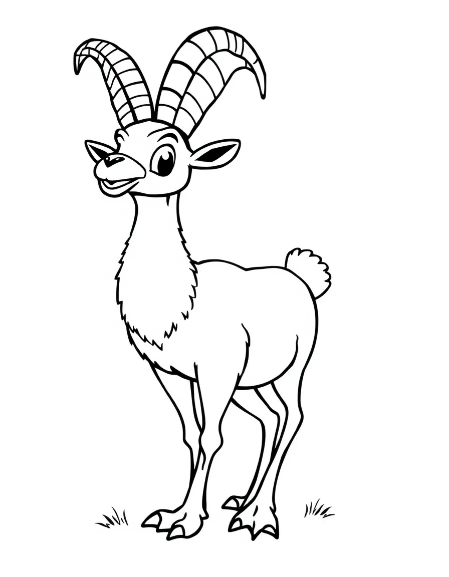Cheerful cartoon argali coloring page